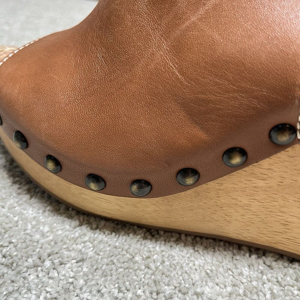 Sam Edelman Camilla Slingback Wedge Sandal Wo 7.5 Studded Brown Leather Platform - Picture 6 of 11